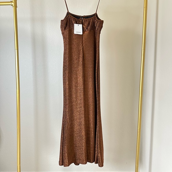 Misha Collection Copper Pearl Metallic Dress - Picture 6 of 9